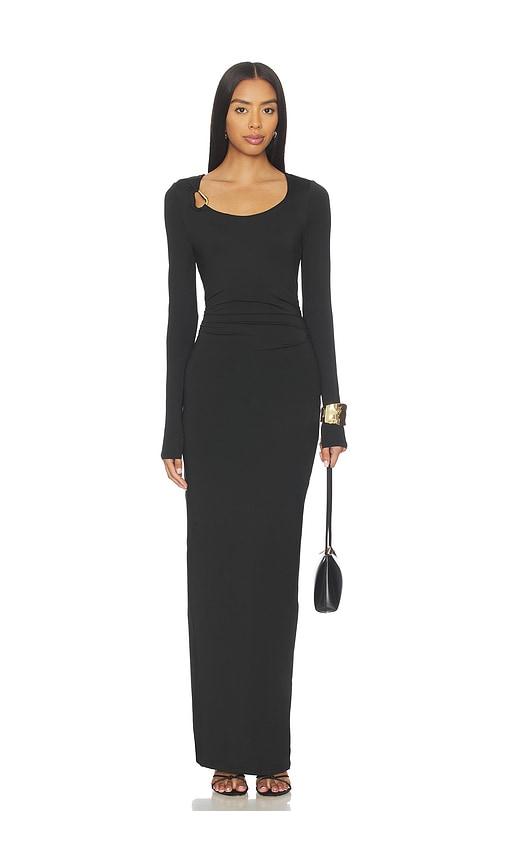 sndys ashley scoop neck maxi dress in black.