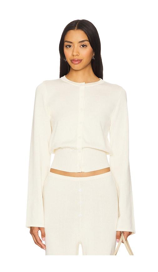 sndys august button up cardigan in cream.