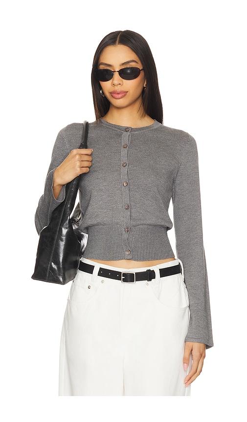 sndys august button up top in grey.