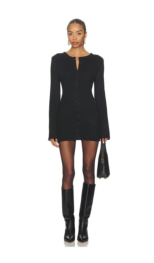 sndys august fluffy mini dress in black.