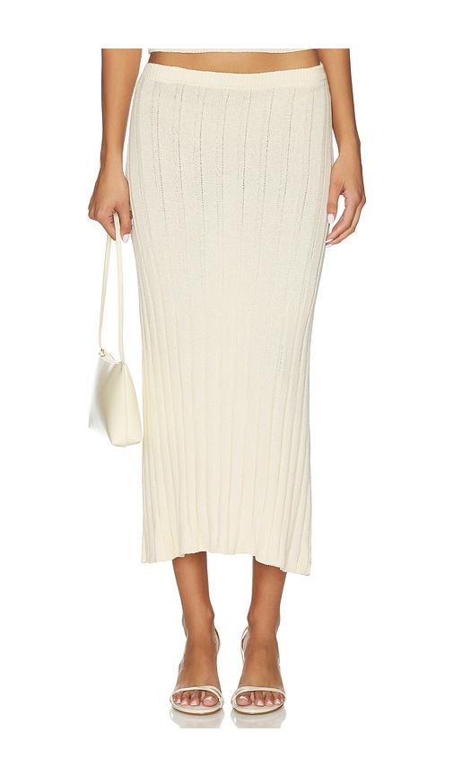 sndys baha midi skirt in cream.