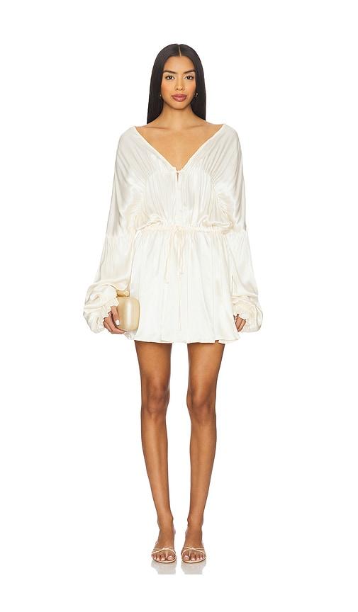 sndys bali mini dress in ivory.