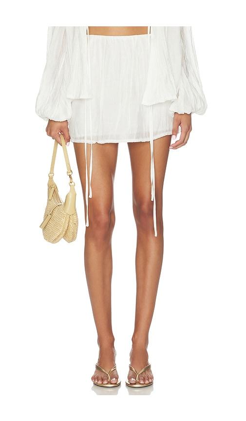 sndys brandi crinkle mini skirt in white.