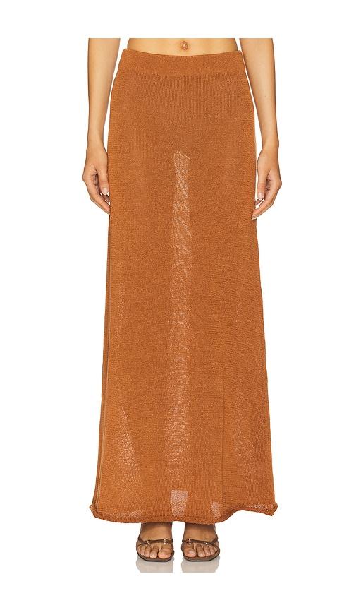 sndys cali maxi skirt in brick.