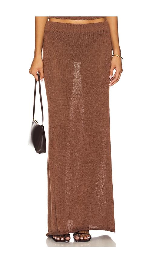 sndys cali maxi skirt in chocolate.