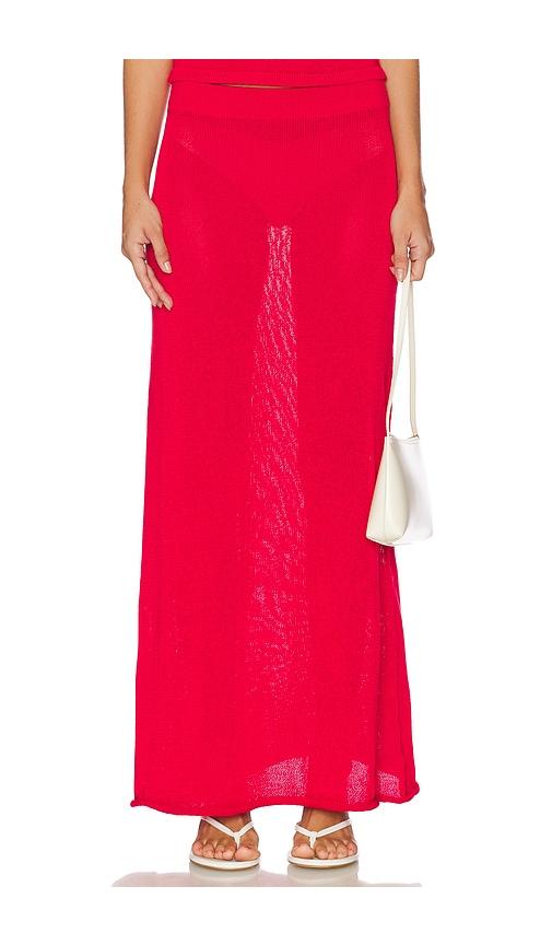 sndys cali maxi skirt in red.