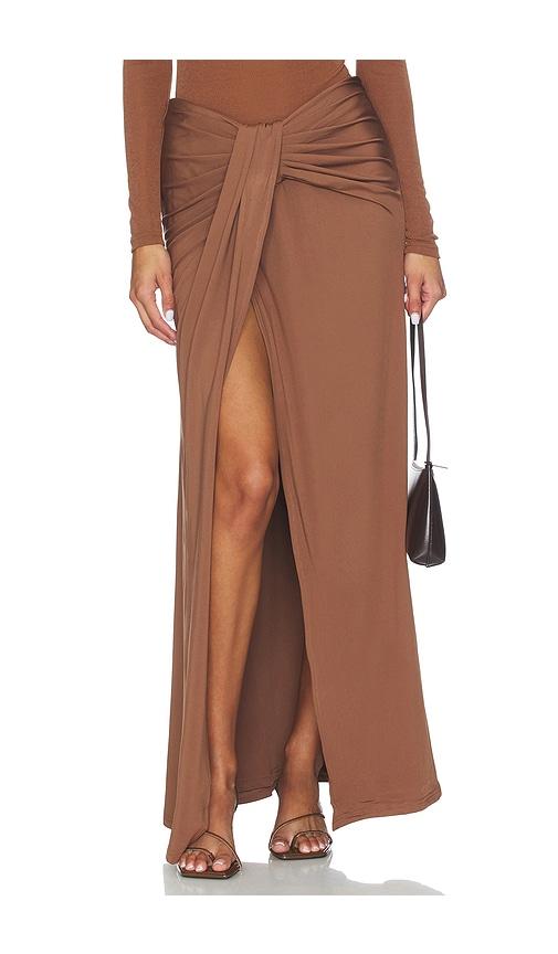 sndys cantarios jersey maxi skirt in brown.