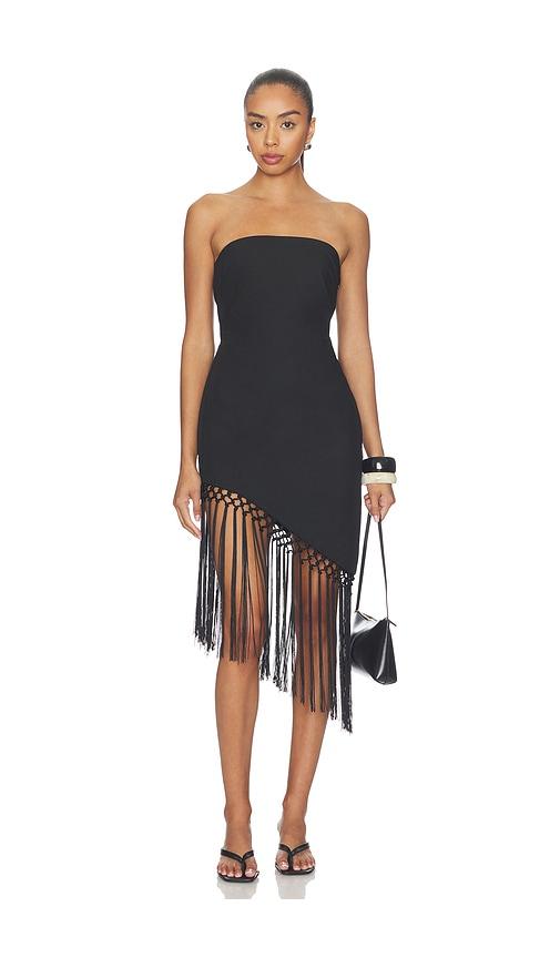 sndys caspian mini dress in black.