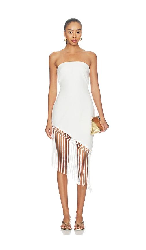 sndys caspian mini dress in white.