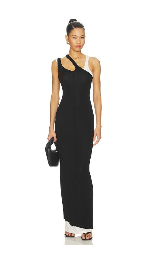 sndys chantara maxi dress in black.