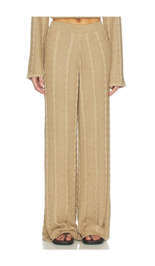 sndys cici cable knit pant in tan.
