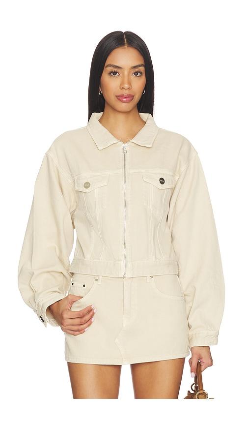 sndys cole denim jacket in tan.