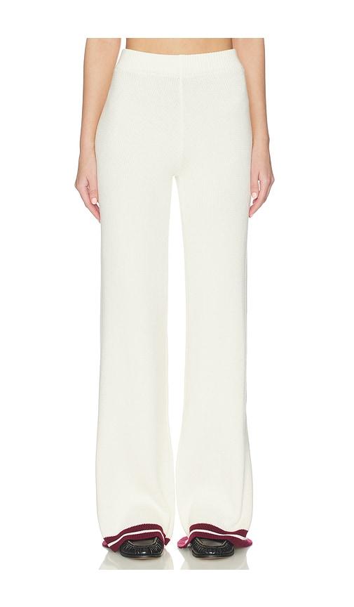 sndys colton varsity knit pant in cream.