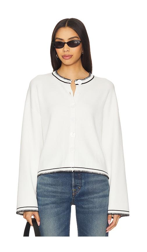 sndys daphne cardigan in white.