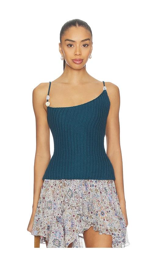 sndys desi open back top in teal.