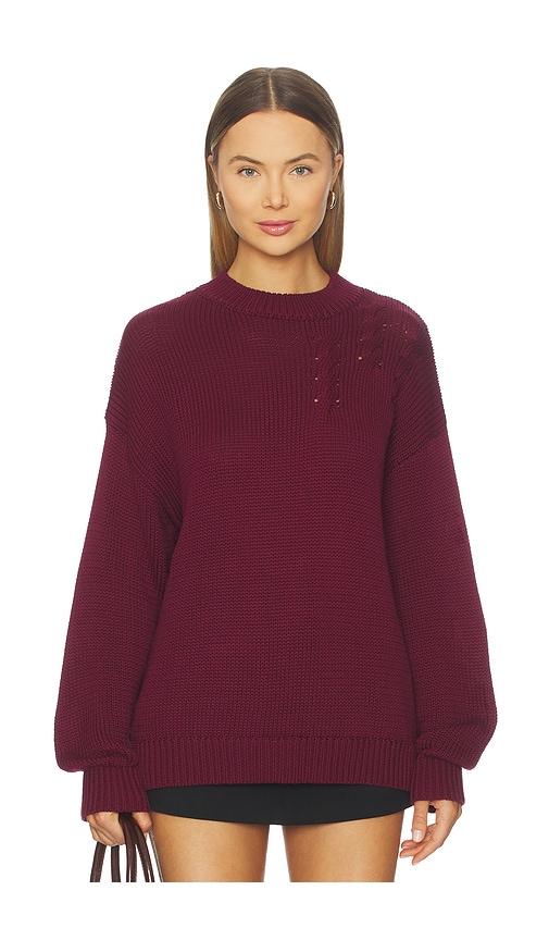 sndys elm crew knit sweater in wine.
