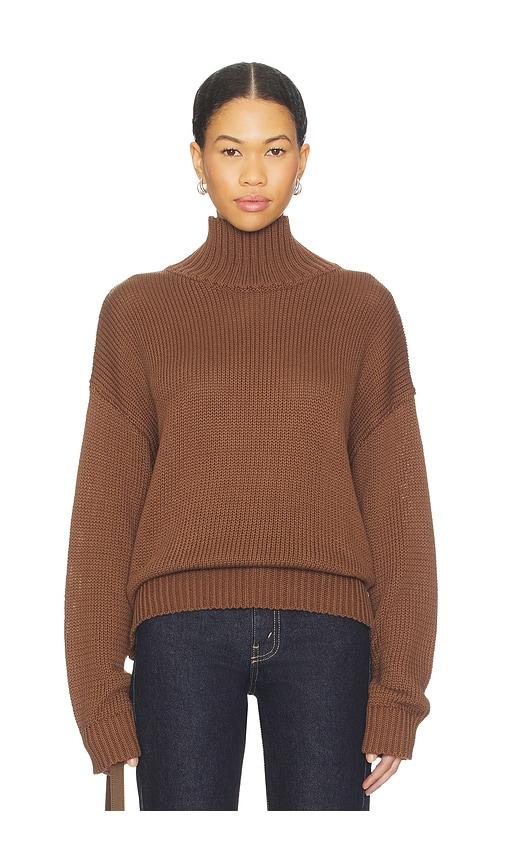 sndys elm high neck knit jumper in brown.