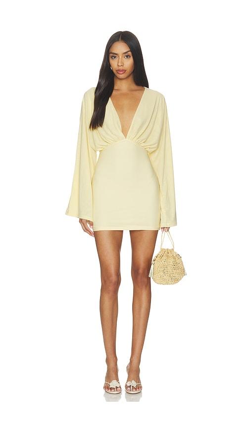 sndys helene mini dress in yellow.