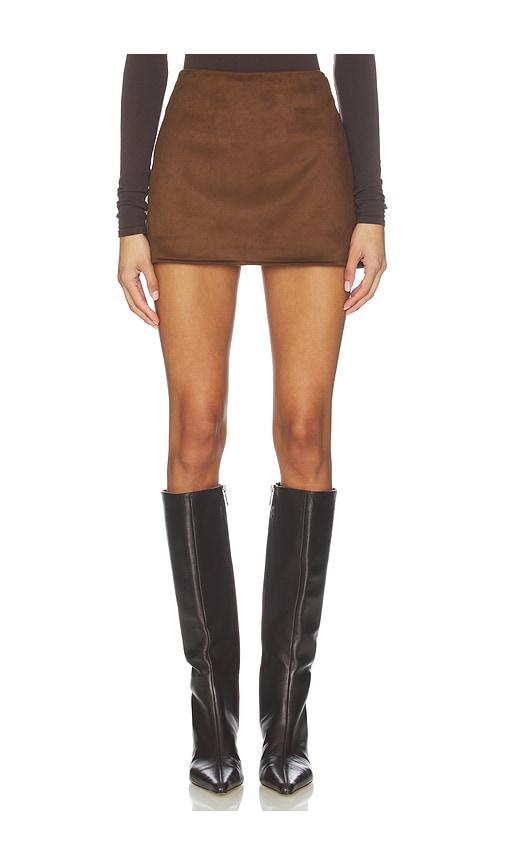 sndys jacqui faux suede mini skirt in brown.