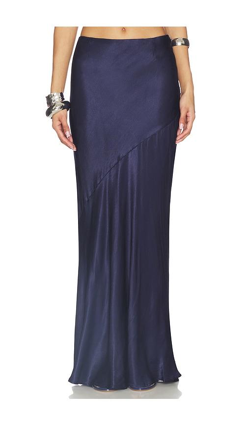 sndys junie maxi skirt in navy.