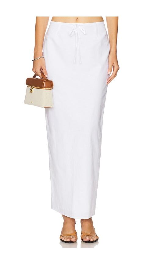 sndys kelley maxi skirt in white.