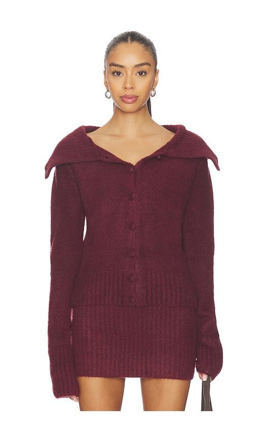 sndys kenni knit top in wine.
