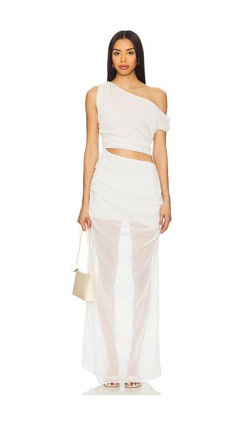 sndys kilee maxi dress in white.