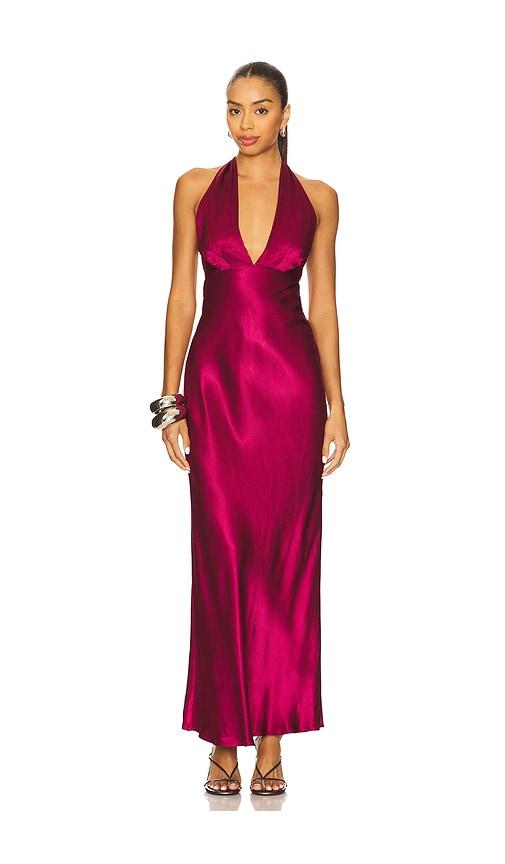 sndys leslie maxi dress in purple.