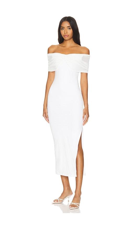 sndys madrid maxi dress in white.