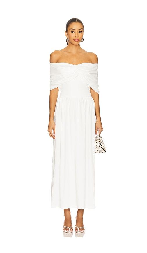 sndys madrid maxi dress in white.