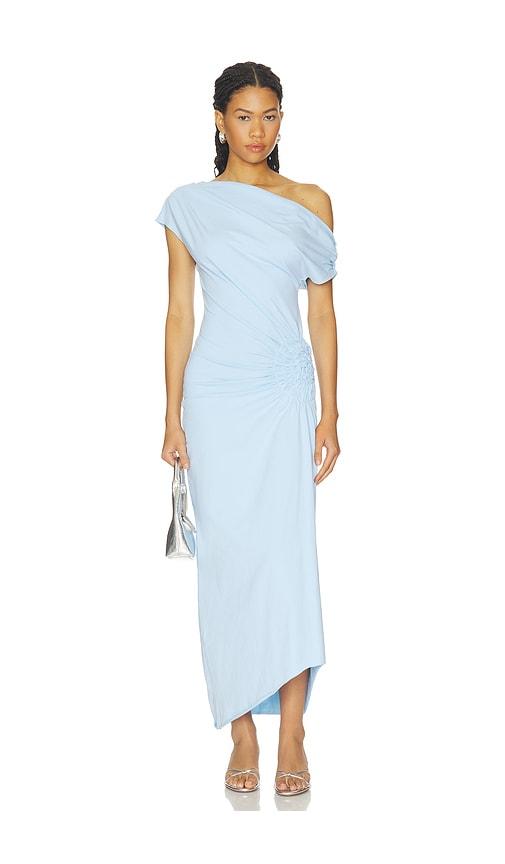 sndys olividae maxi dress in blue.