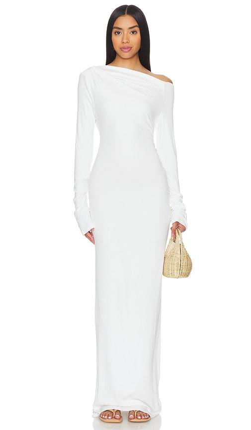sndys reyna maxi dress in white.