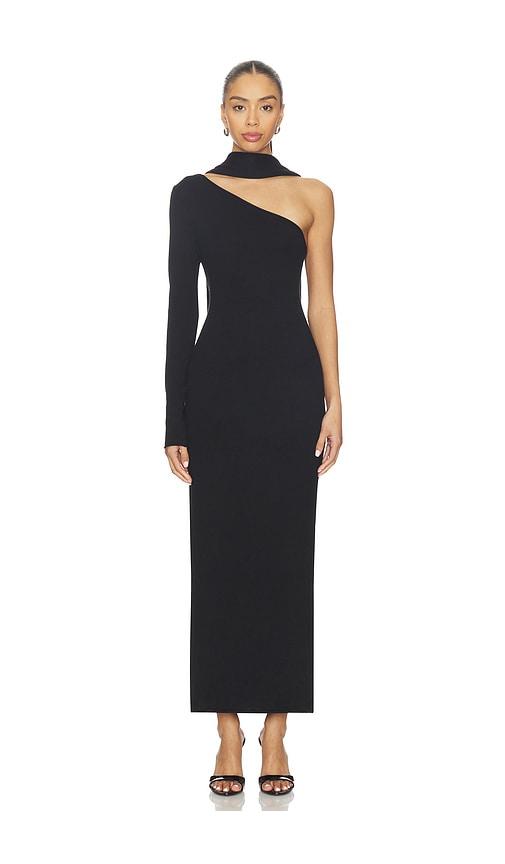 sndys selma knit maxi dress in black.