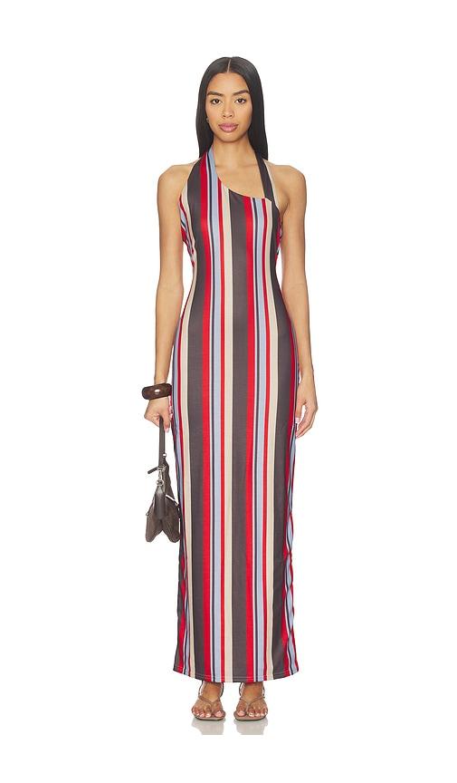 sndys sherri asymmetrical maxi dress in chocolate,red.