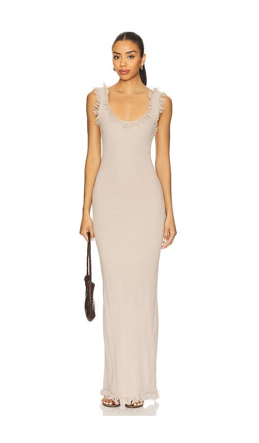 sndys skyler maxi dress in taupe.