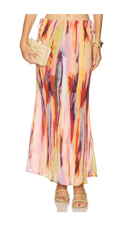 sndys st. barts maxi skirt in peach.