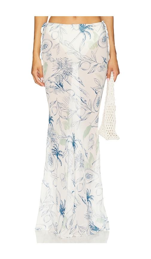 sndys st. ives maxi skirt in white,blue.