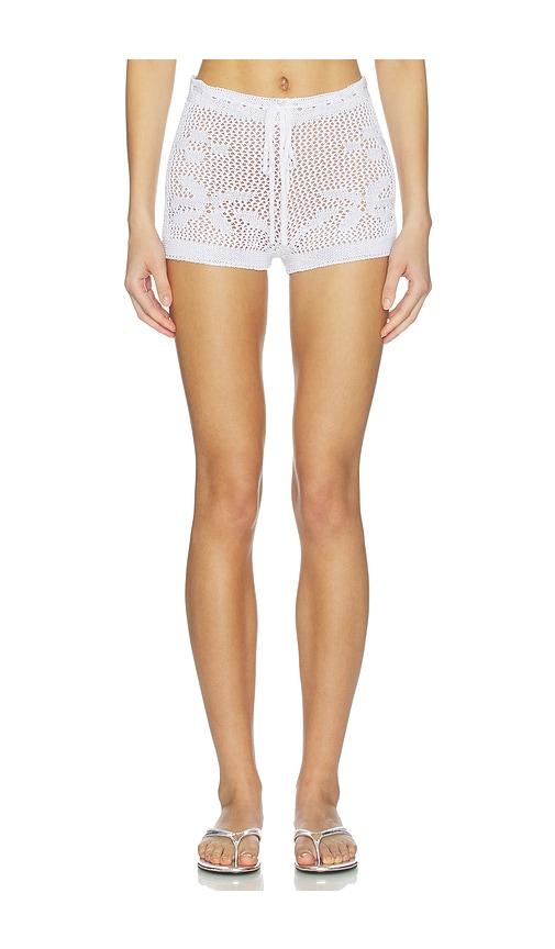 sndys terra knit shorts in white.