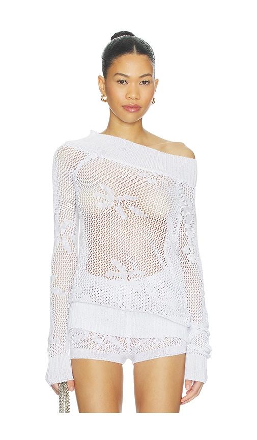 sndys terra knit top in white.