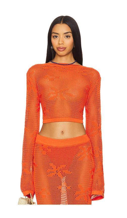 sndys terra reversible top in orange.