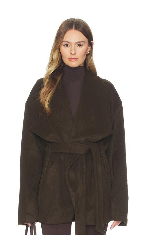 sndys tiarne wool jacket in chocolate.