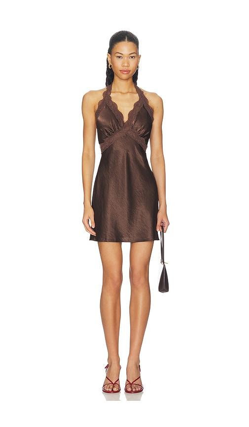 sndys tonya 2.0 mini dress in chocolate.