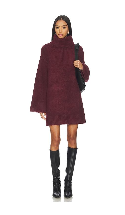 sndys winnie mini dress in burgundy.