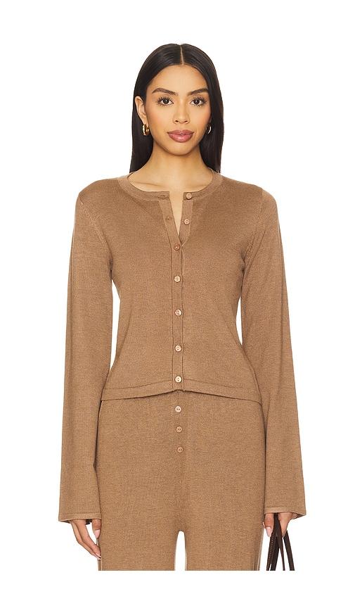 sndys x revolve august button down top in brown.