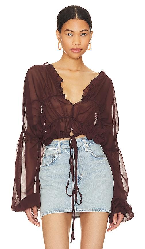 sndys x revolve bali top in brown.