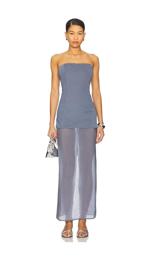 sndys x revolve chloe sheer dress in slate.