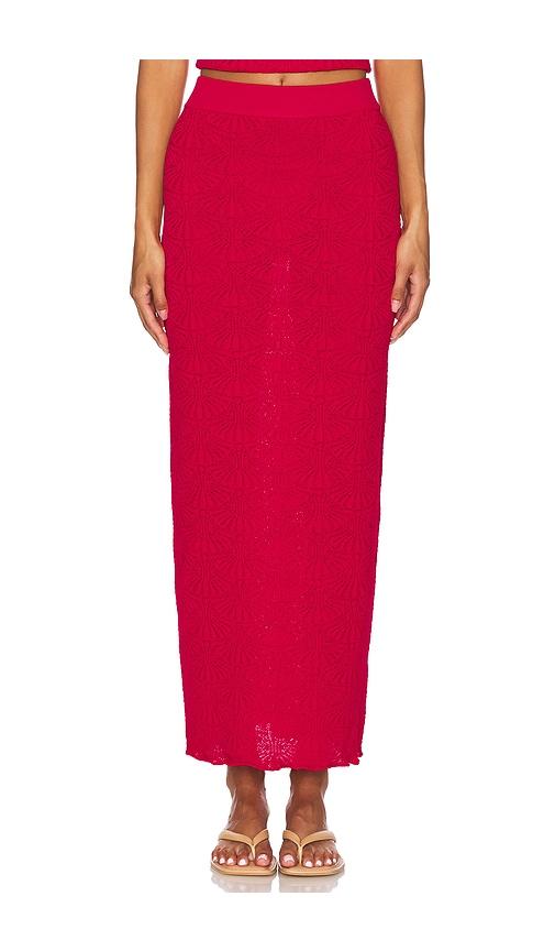 sndys x revolve josefina skirt in red.