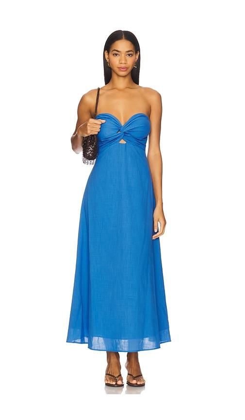 sndys x revolve lilly dress in blue.
