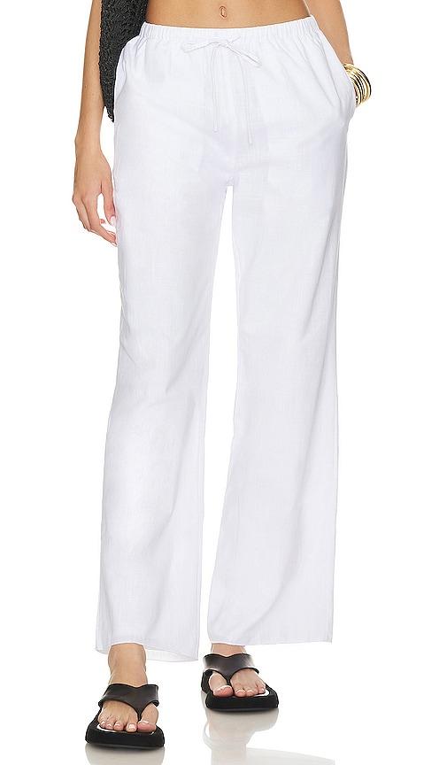 sndys x revolve linen pants in white.