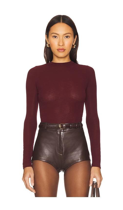 sndys x revolve lounge katya sheer top in burgundy.